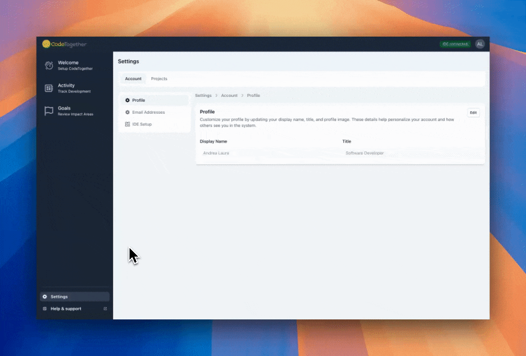 User Settings: IDE Setup