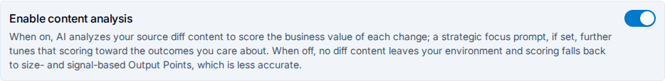 Content analysis toggle