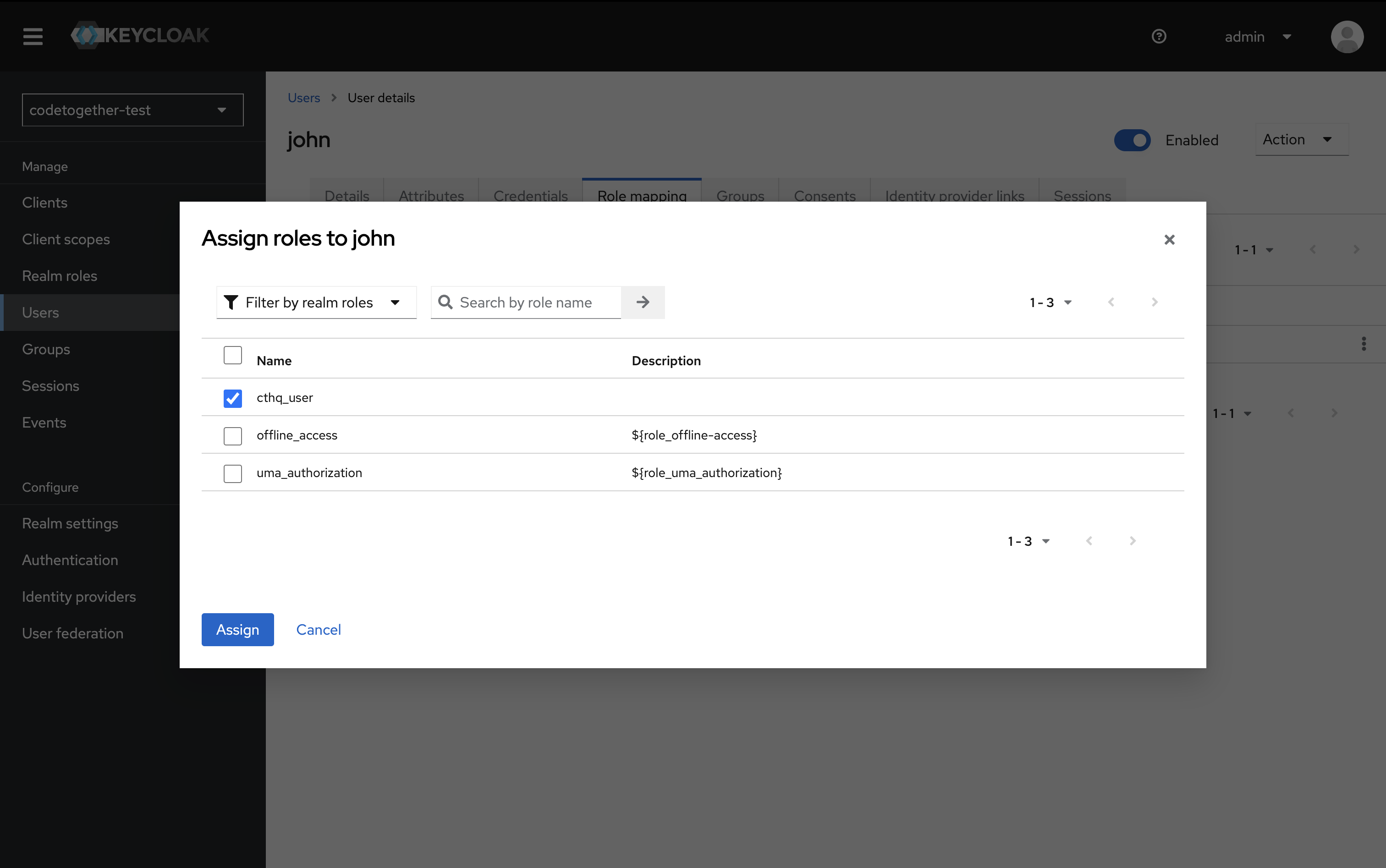 Create User Assign Role