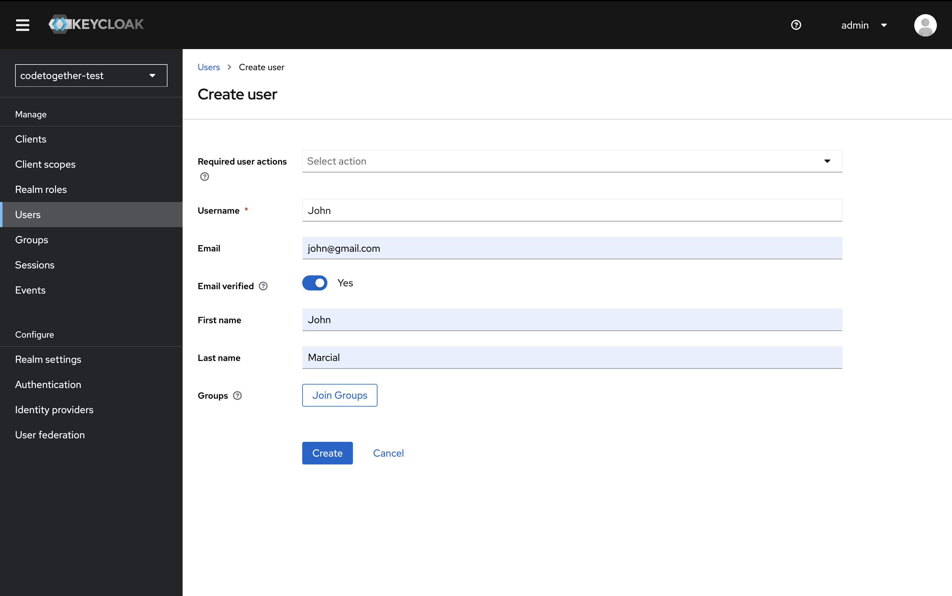 Create User Fields Step