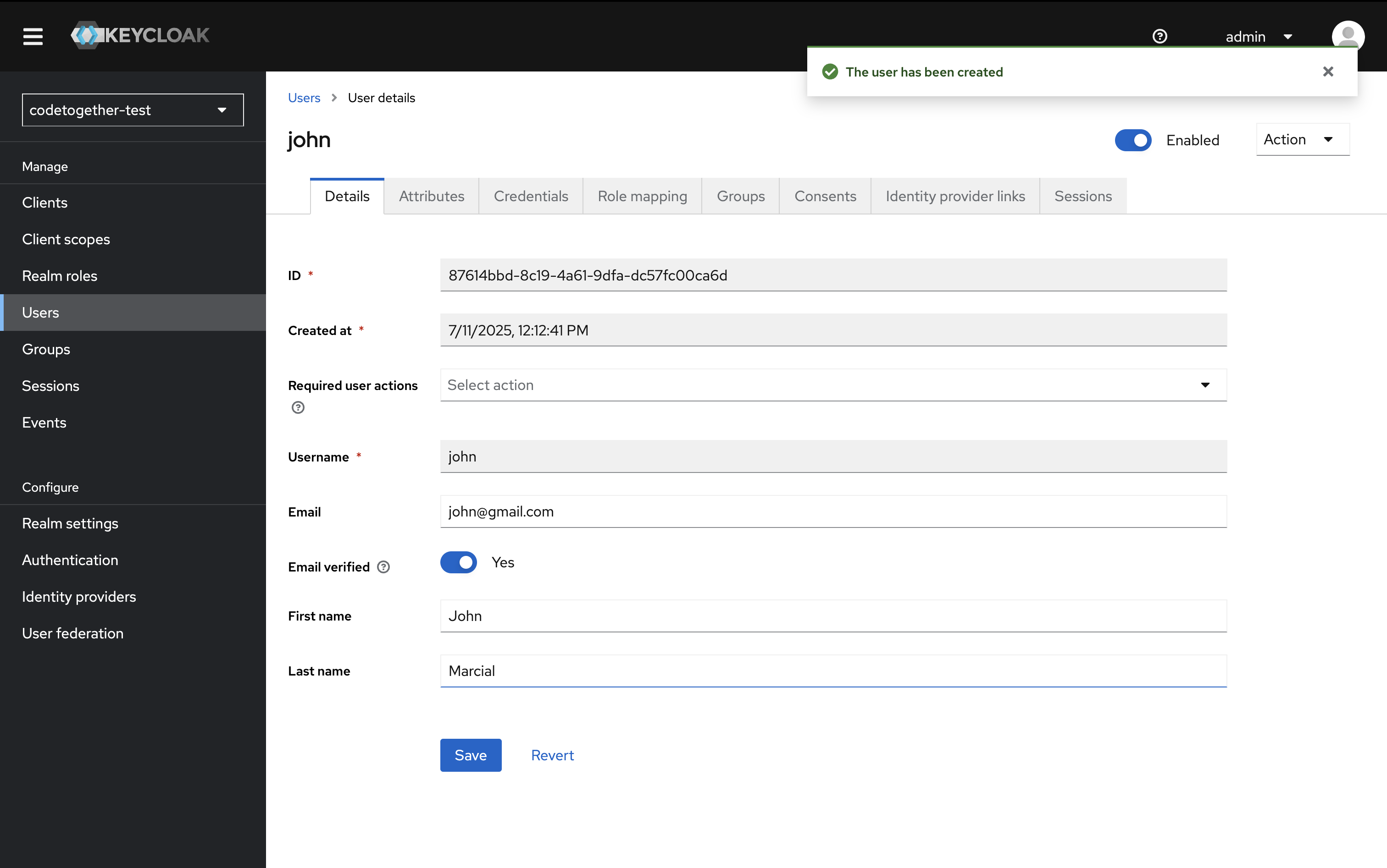 Create User Result