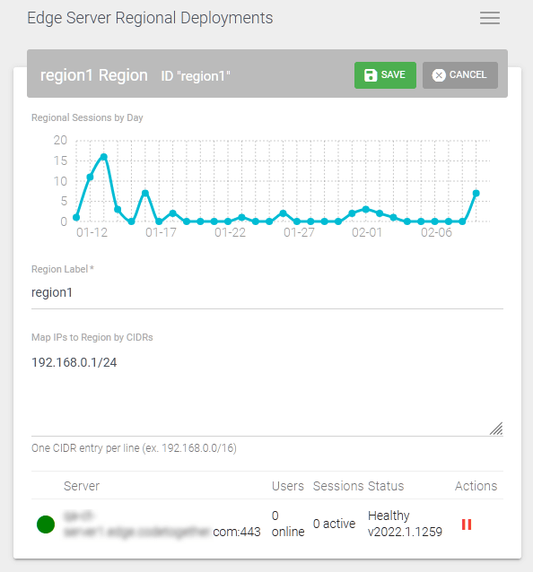 Edge server regional deployments
