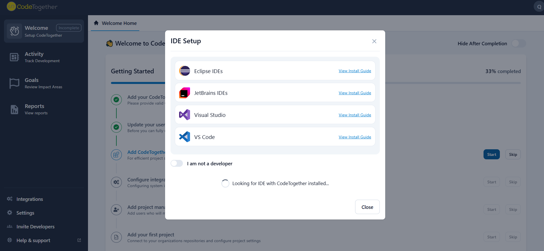 Getting started IDE setup