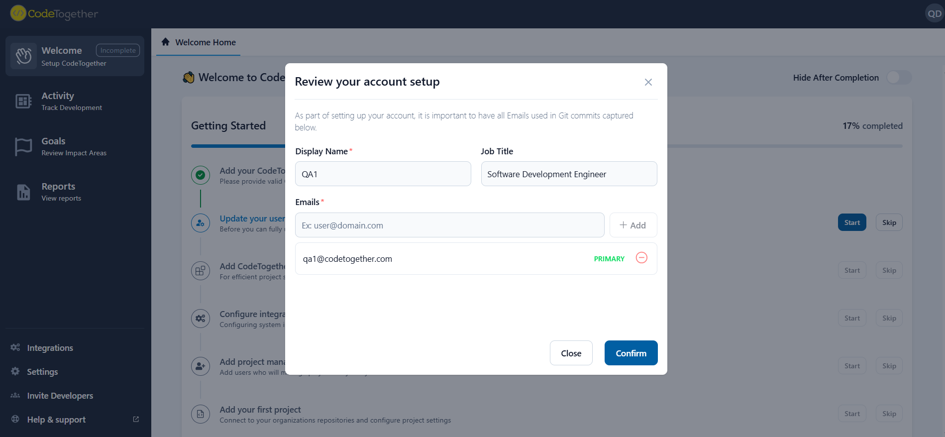 Getting started user information
