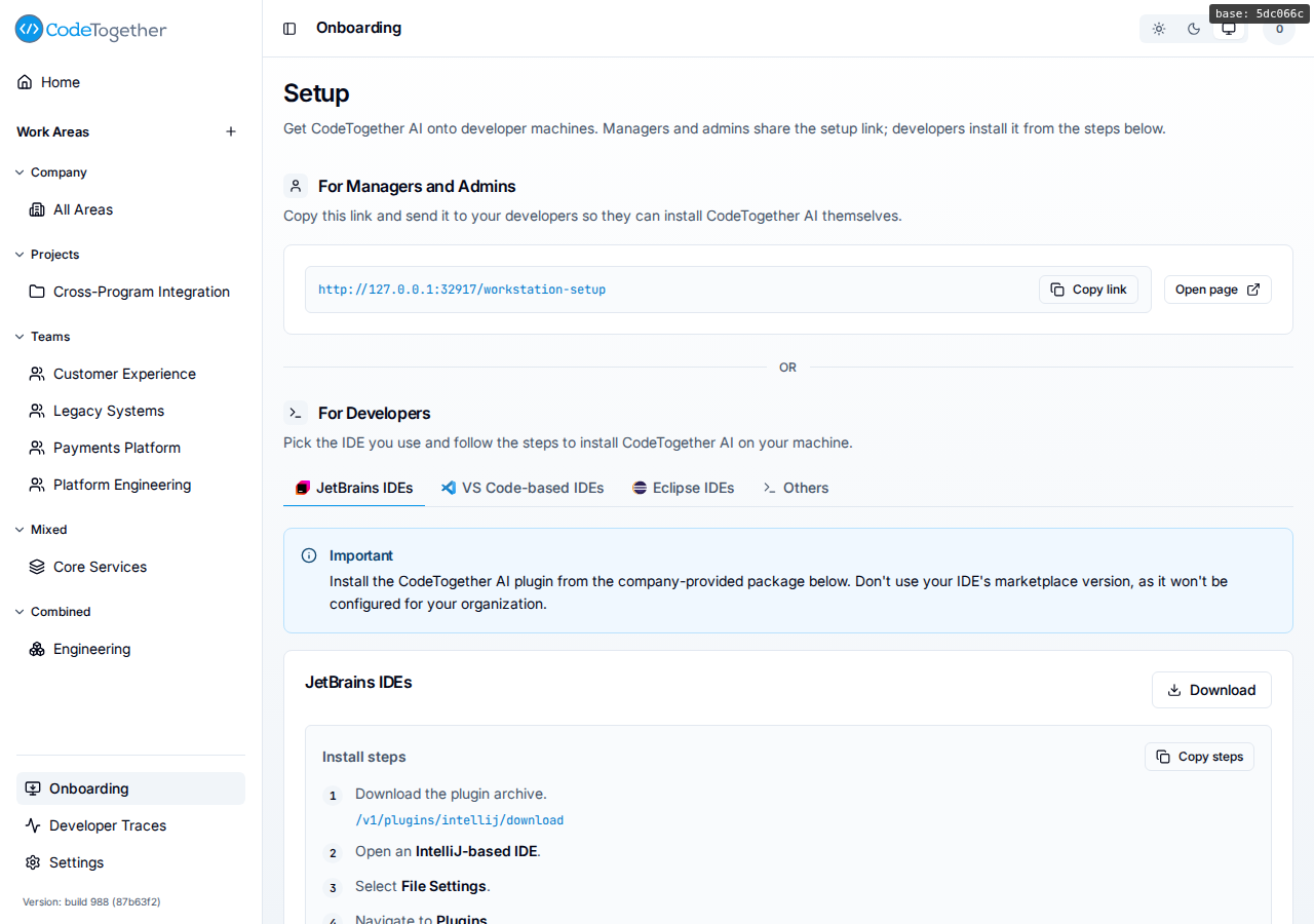 Onboarding page