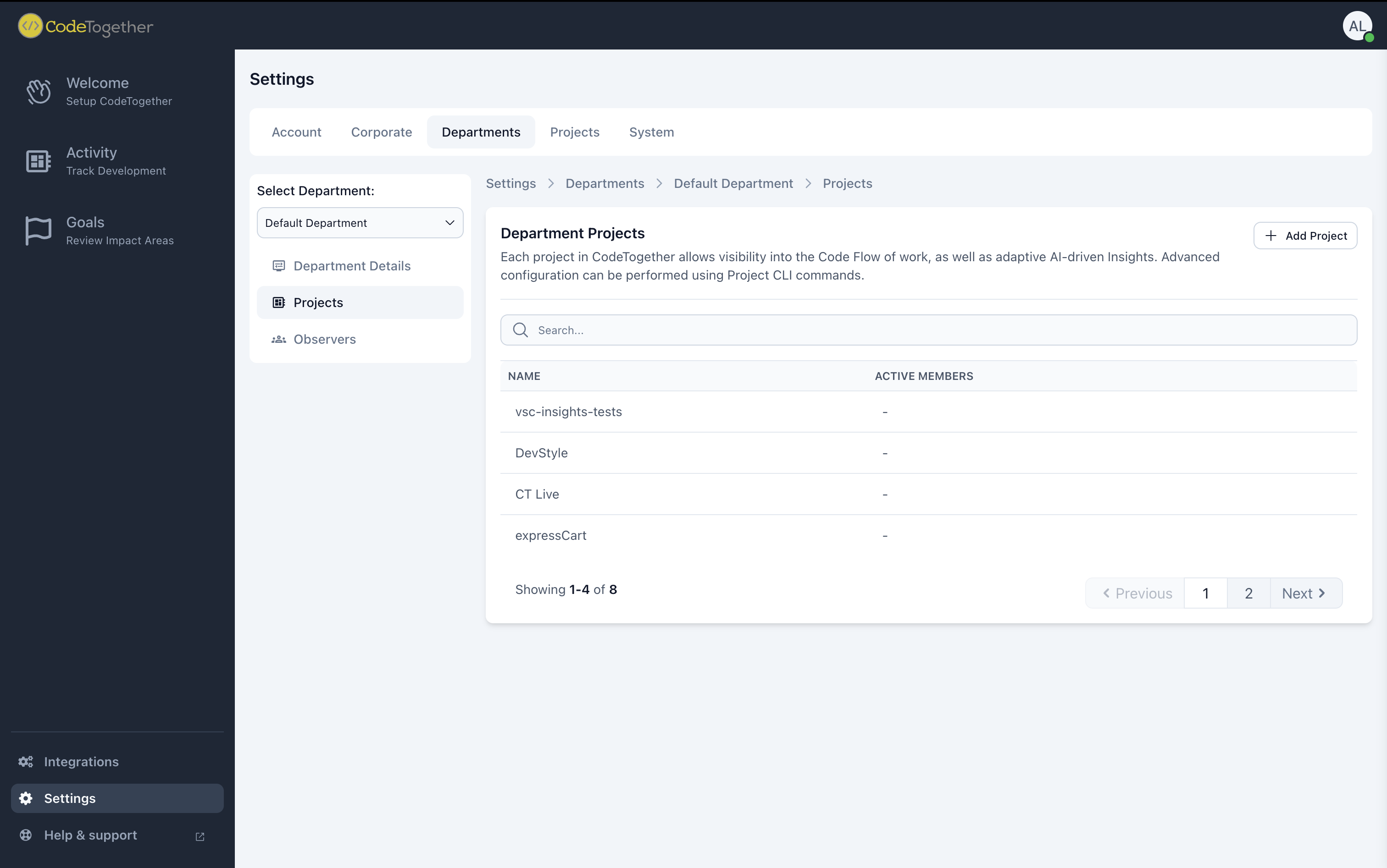 Settings Department Projects