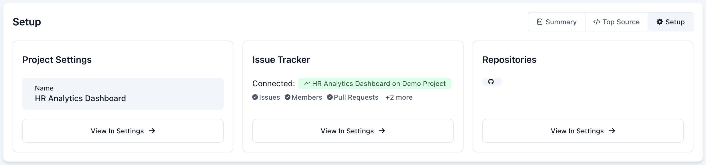 Project Setup - Setup Tab