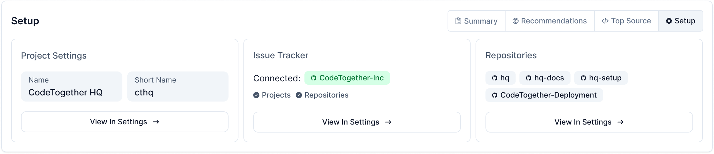 Project Overview - Setup Tab