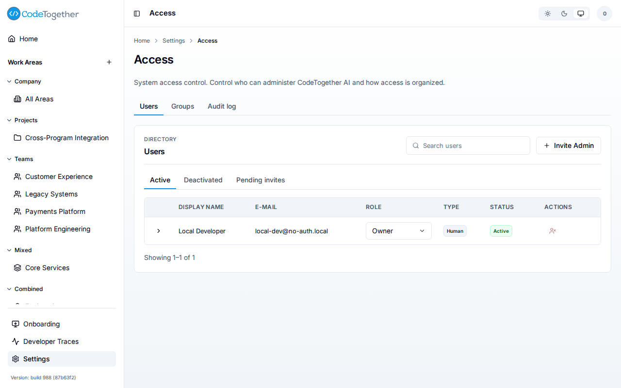 Users tab