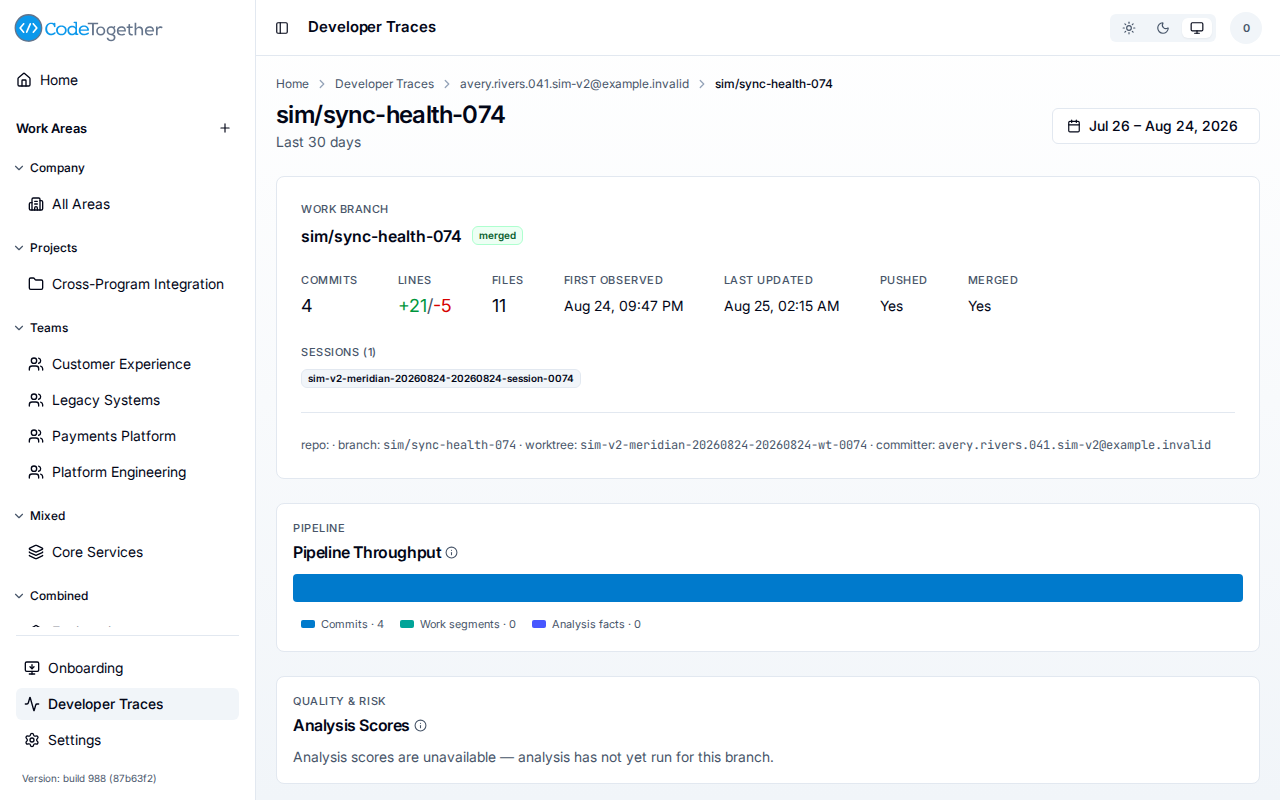 Work branch trace page