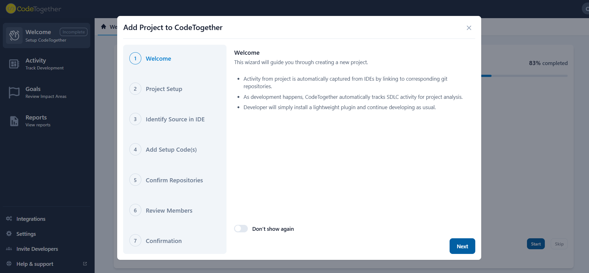 Adding a project