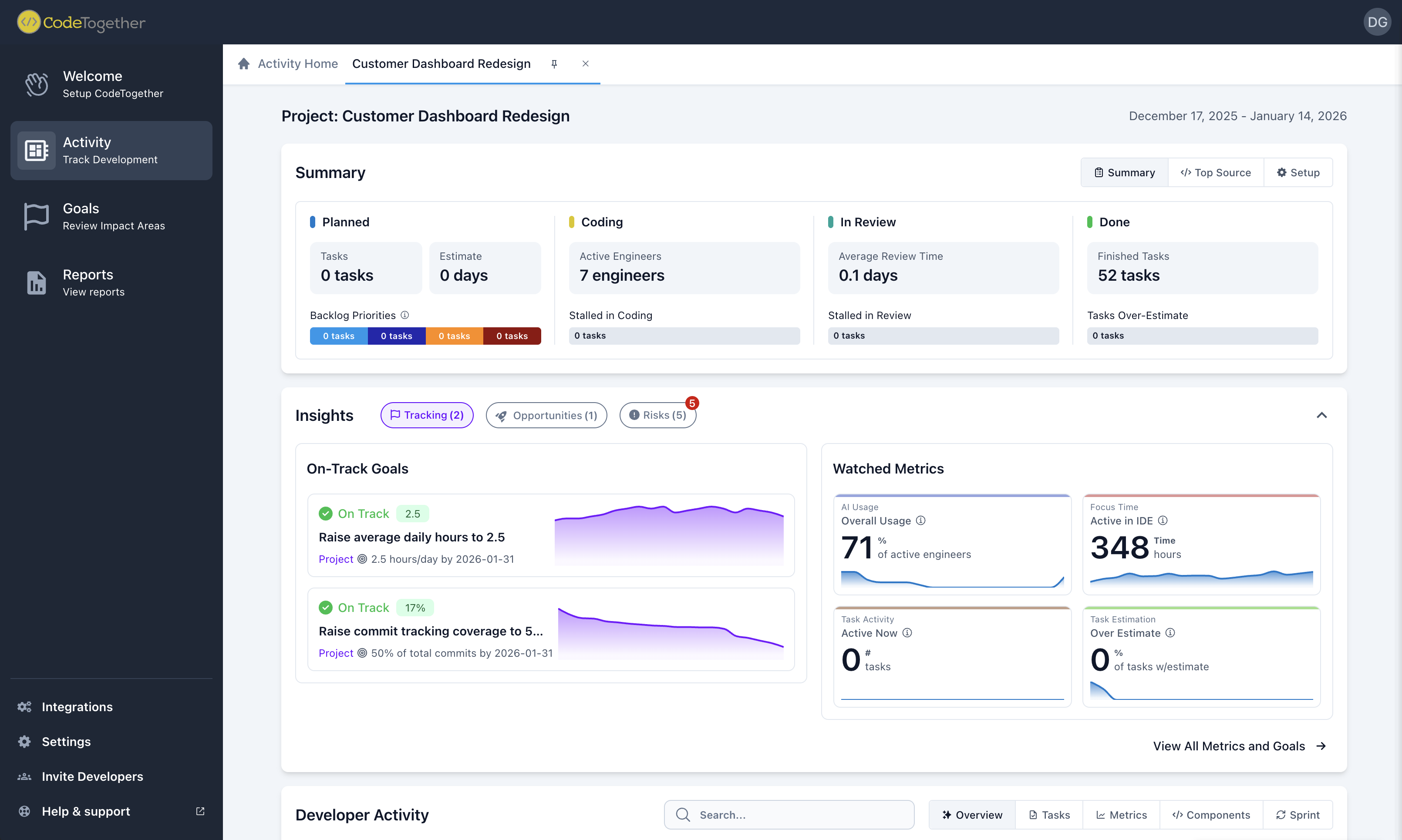 Dev Manager Metrics